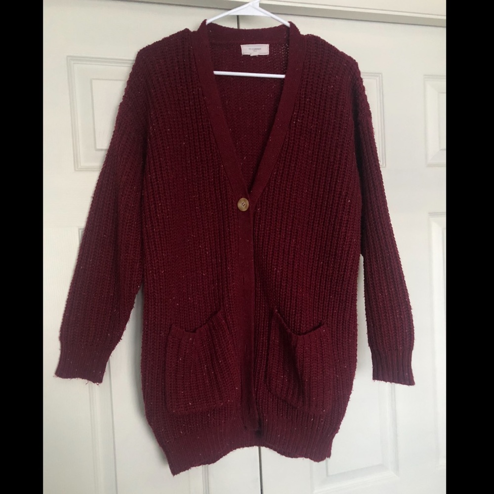 Maroon Cardigan Sweater